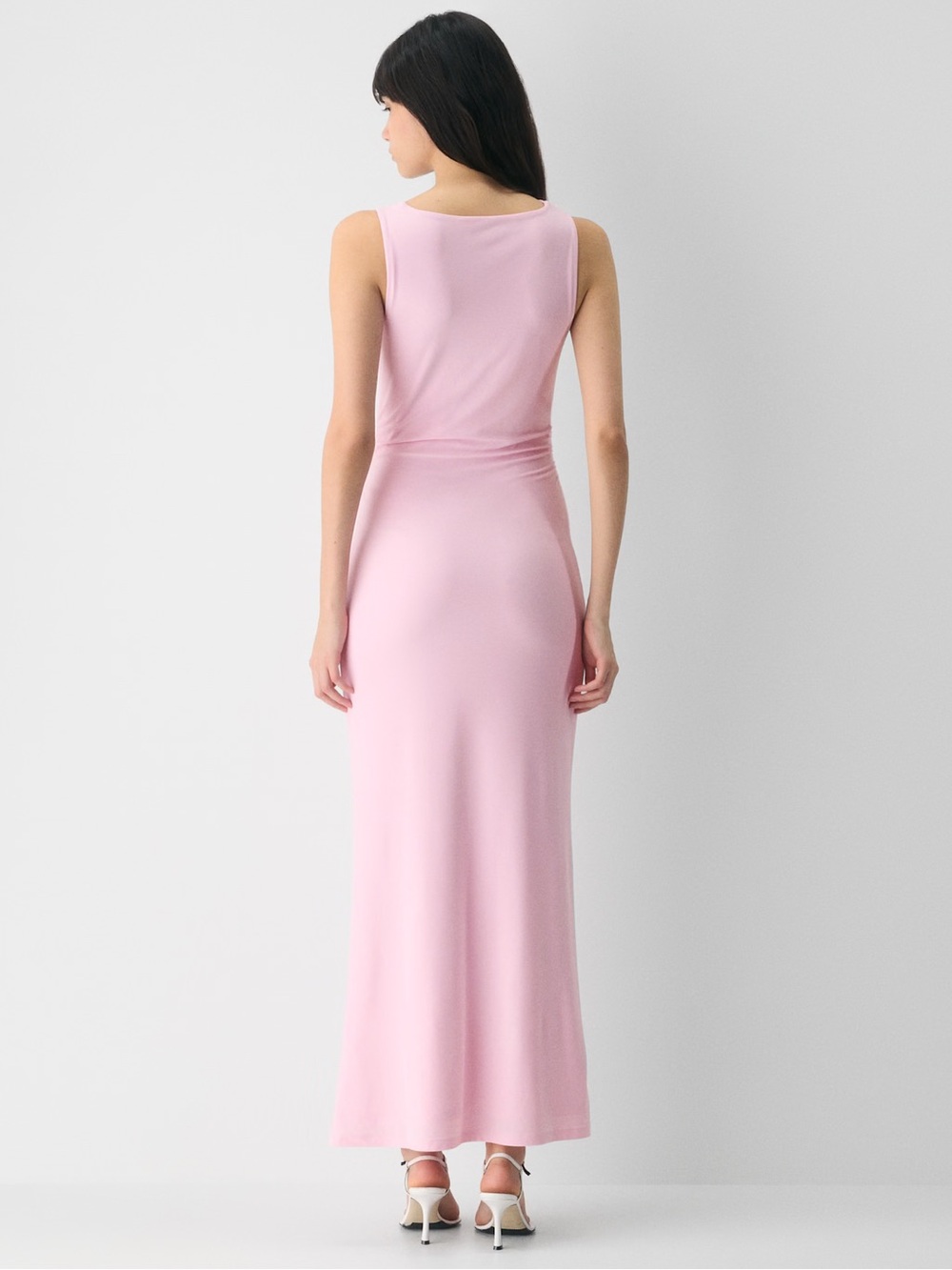 ARITZIA Smooth Matter Tango Sleeveless Cowl Neck Maxi Dress Milkshake Pink EUC - Picture 2 of 13